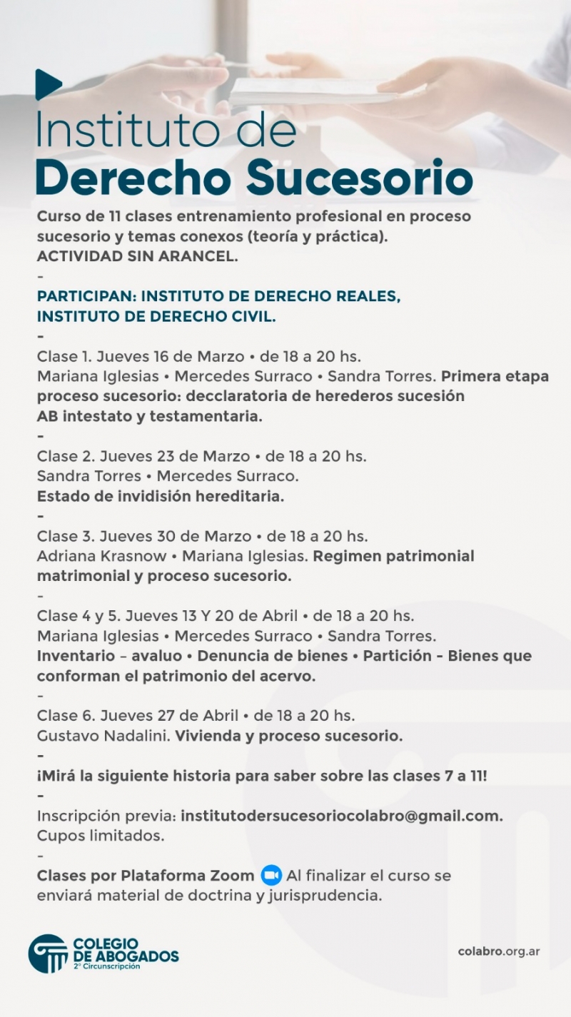 CURSO DE ENTRENAMIENTO PROFESIONAL EN PROCESO SUCESORIO Y TEMAS CONEXOS - 2023